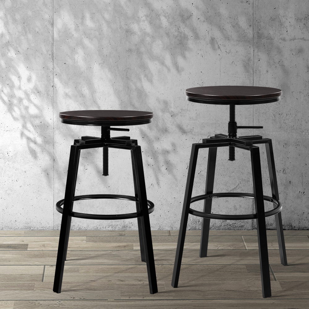 Artiss 2 x Vintage Bar Stools Retro Kitchen Swivel Bar Stool Industrial Rustic Buy Sets of 2