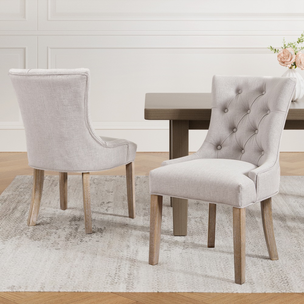 Artiss Dining Chair CAYES French Provincial Chairs Wooden Fabric Retro