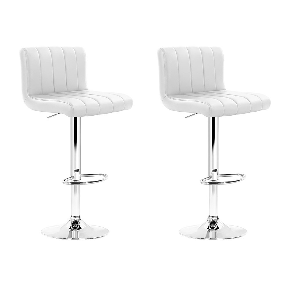 Artiss 2x Leather Bar Stools Kitchen Chairs Bar Stool White Gas Lift