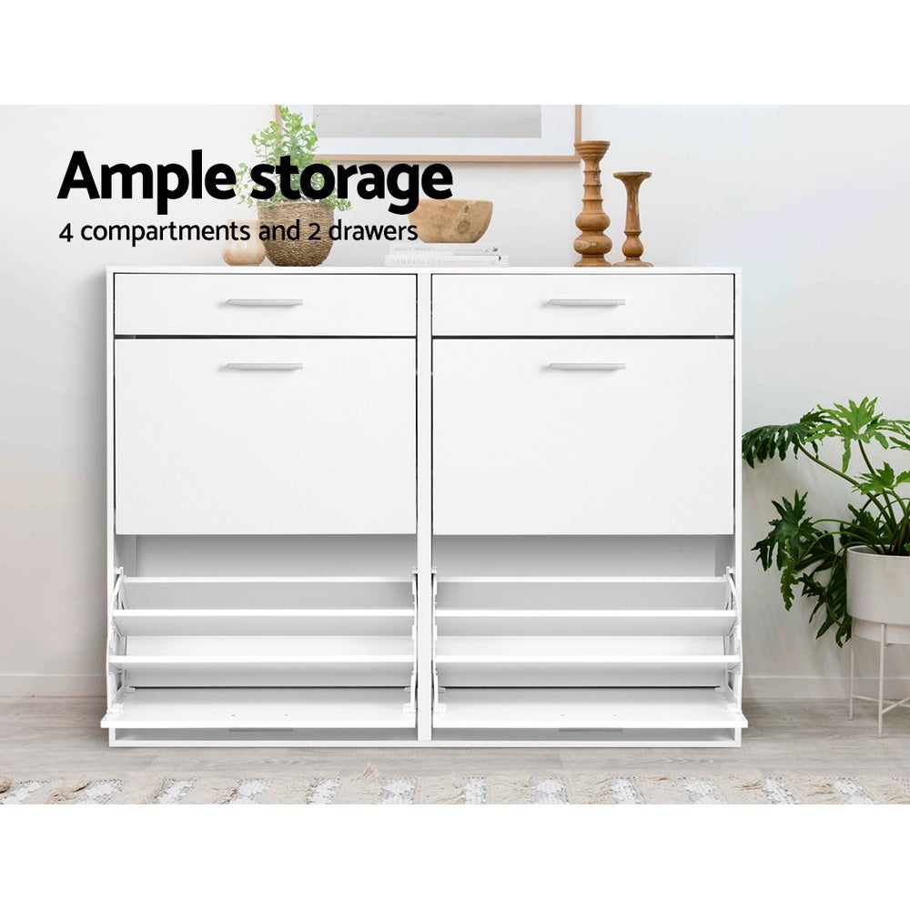 Artiss Shoe Cabinet Shoes Storage Rack Organiser White ...