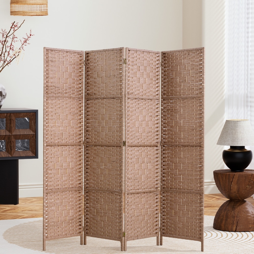 Artiss 4 Panel Room Divider Screen Privacy Rattan Timber Foldable
