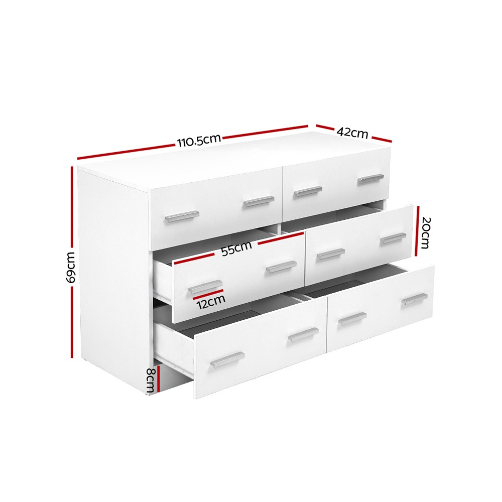 Artiss 6 Chest Of Drawers Cabinet Dresser Tallboy Lowboy Storage