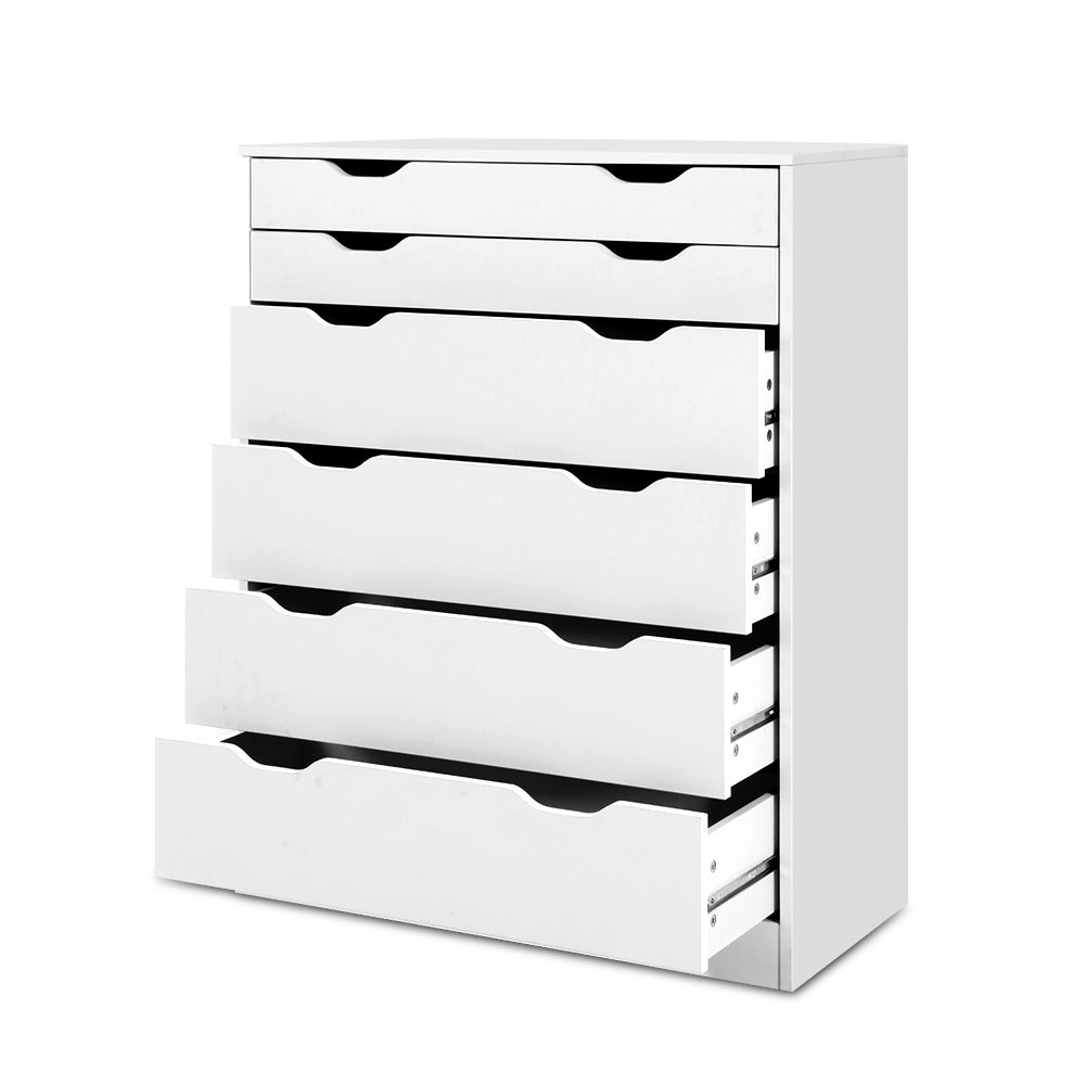 6 Chest Of Drawers Tallboy Dresser Storage Cabinet White Bedroom