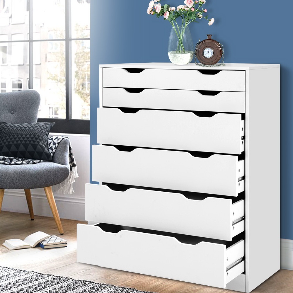 6 Chest Of Drawers Tallboy Dresser Storage Cabinet White Bedroom
