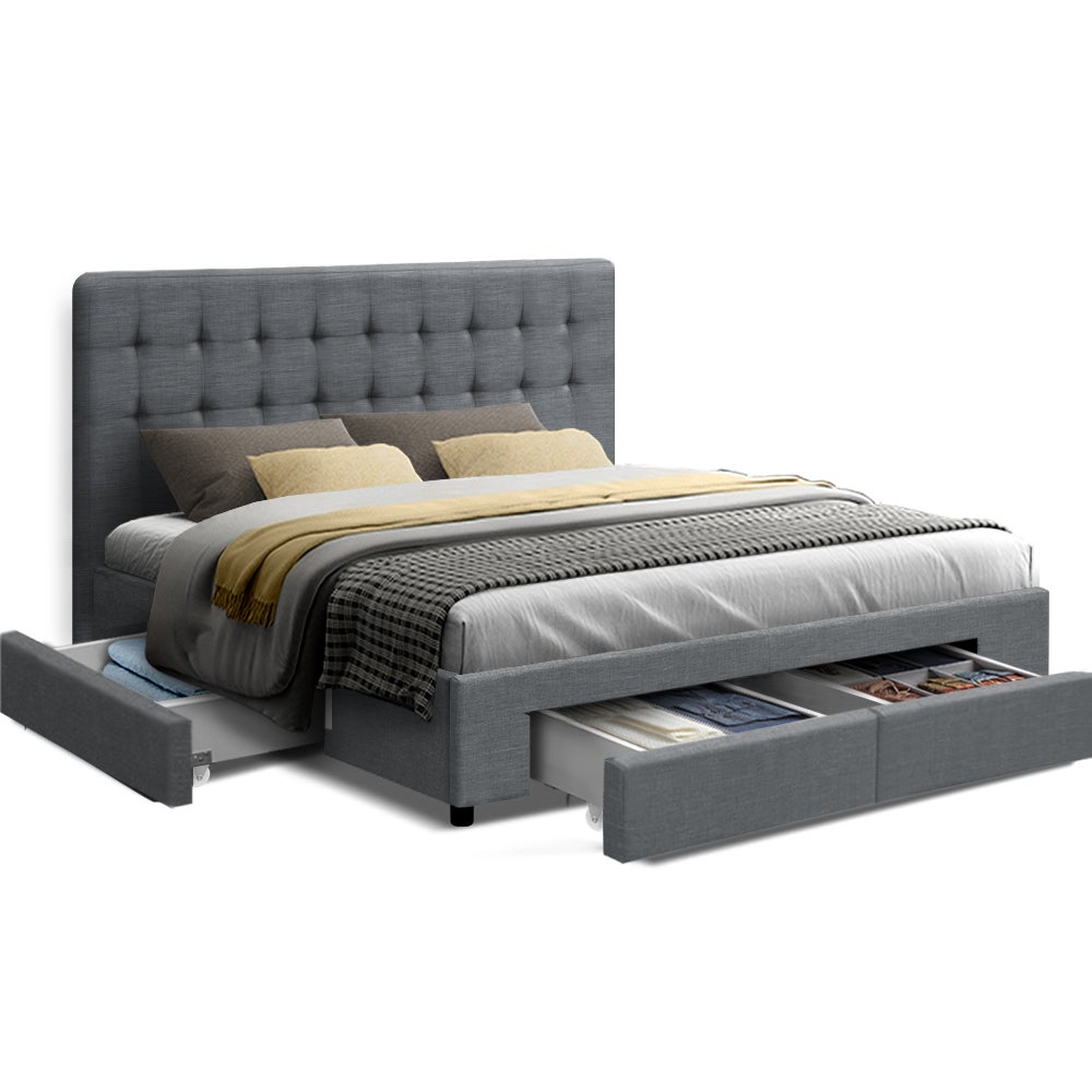 Double Full Size Bed Frame Base Mattress With Storage ...