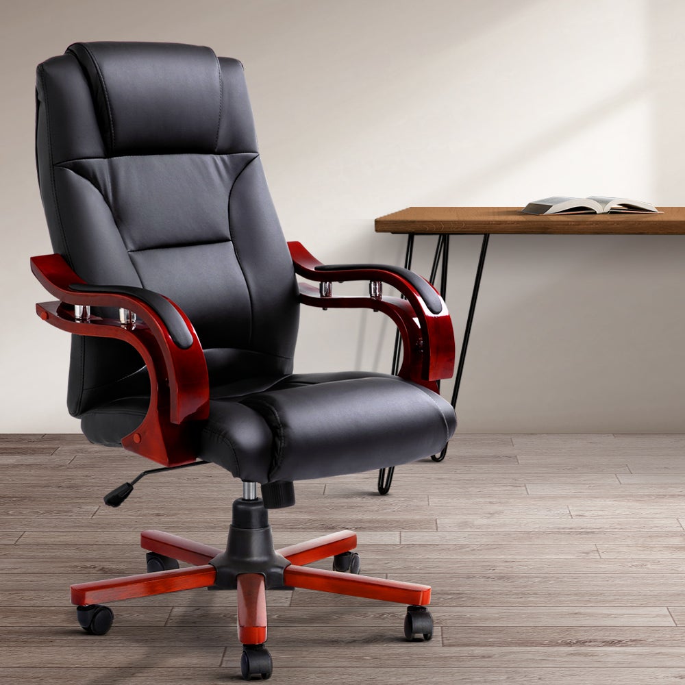 Artiss Executive Wooden Office Chair Wood Computer Chairs Leather Seat Sherman 970529 00 ?v=637195447813850462