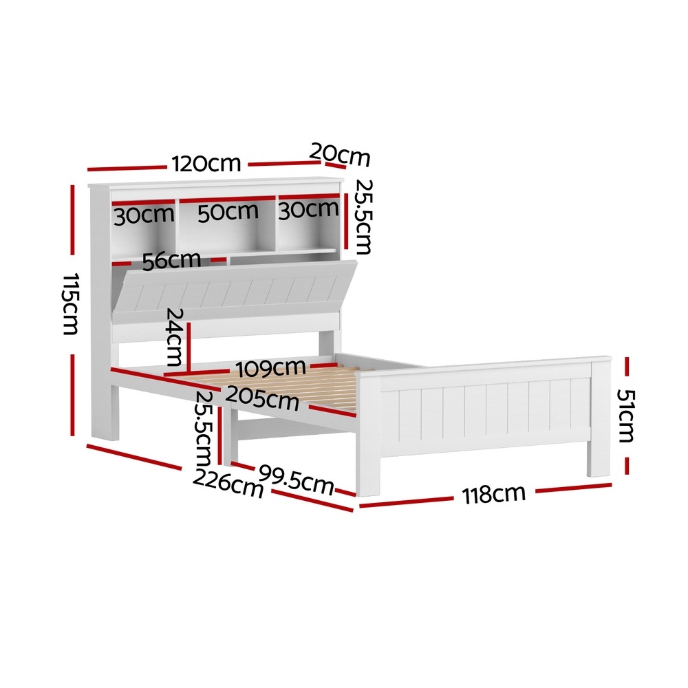 King Single Wooden Timber Bed Frame Bookshelf Mattress Kids Buy King