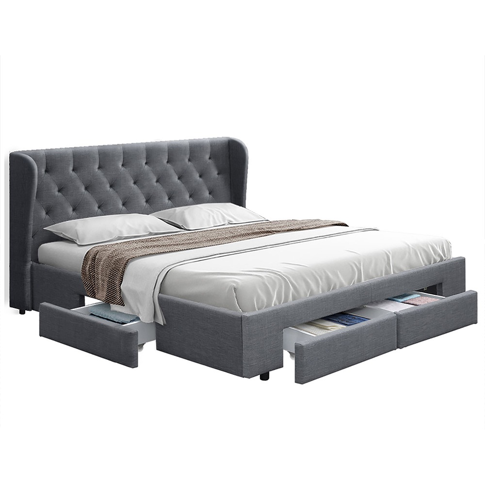 King Size Bed Frame Base Mattress With Storage Drawer