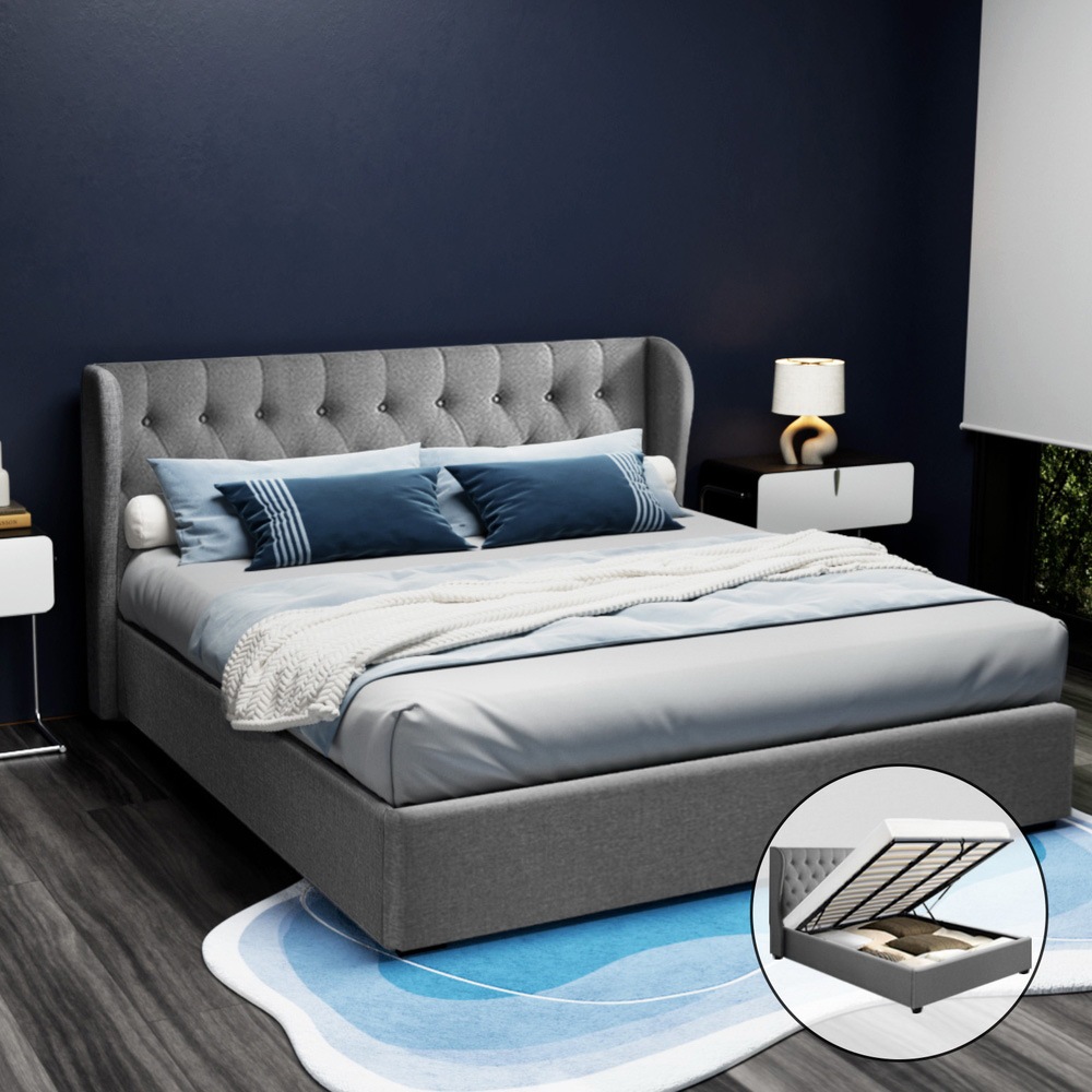 Gas Lift King Bed Artiss King Size Gas Lift Bed Frame Base With Storage Mattress Grey