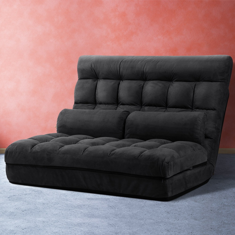 Artiss Floor Sofa Lounge 2 Seater Futon Couch Bed Chair Folding