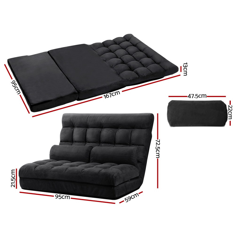 Artiss Floor Sofa Lounge 2 Seater Futon Couch Bed Chair Folding