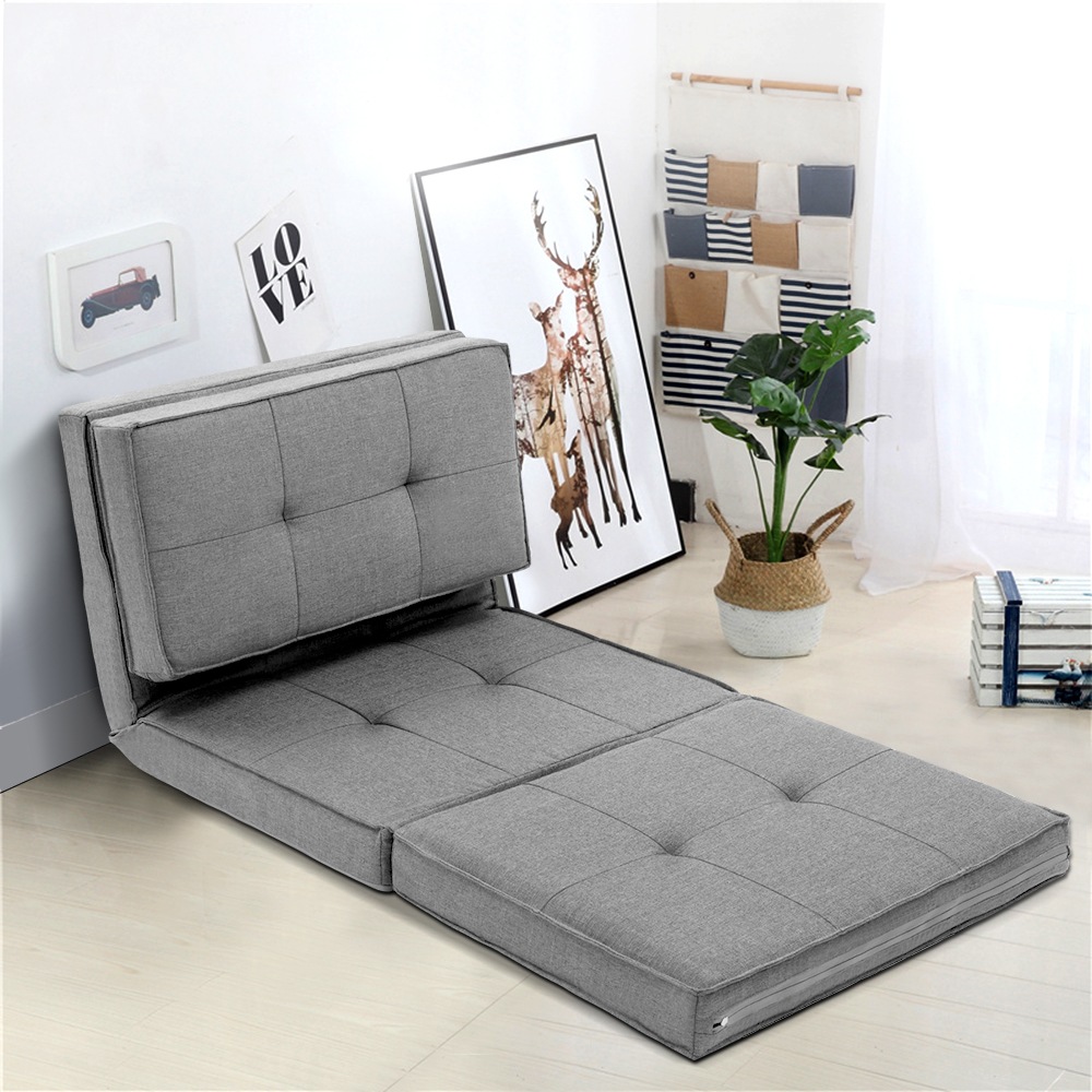 Artiss Lounge Sofa Floor Chair Folding Linen Couch Futon Chaise