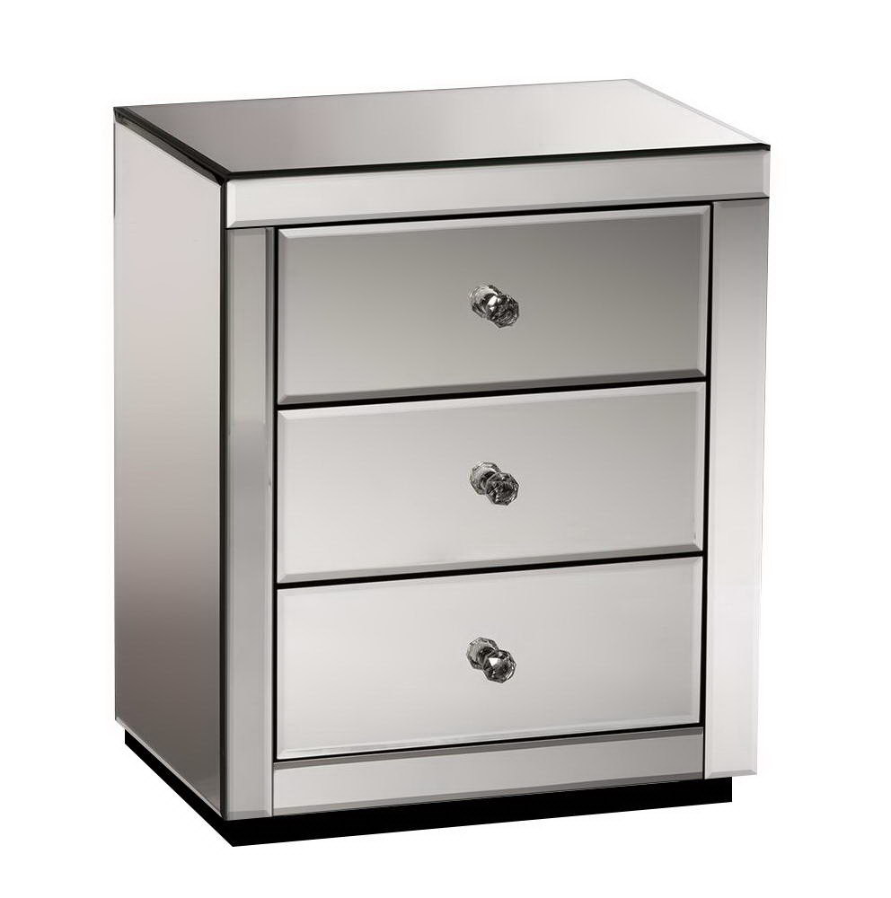 Mirrored Bedside Tables Table Drawers Chest Nightstand Furniture