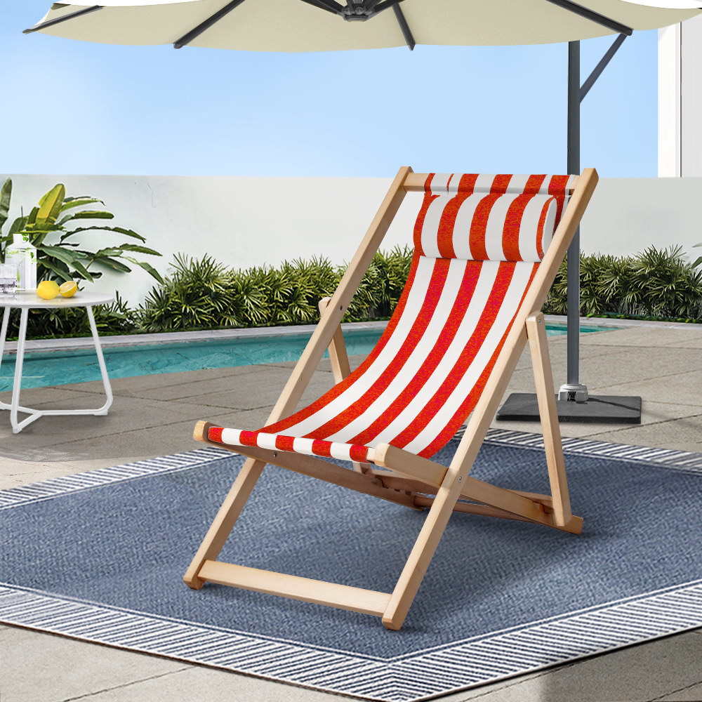 Artiss Outdoor Furniture Sun Lounge Chairs Deck Chair Folding Wooden