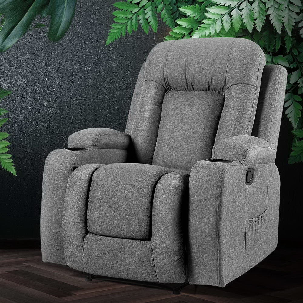 Artiss Recliner Chair Electric Massage Chair Fabric Lounge Sofa Heated
