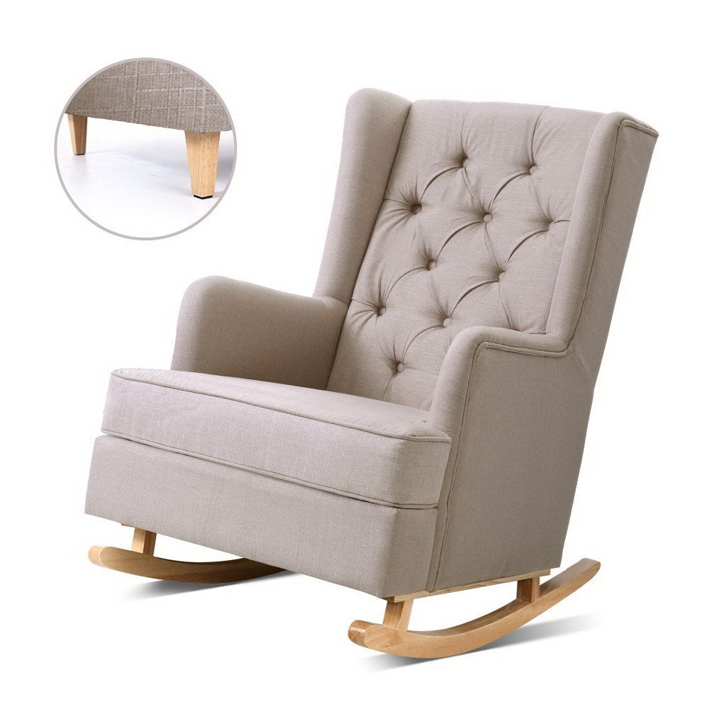 Rocking Armchair Feeding Chair Fabric Armchairs Lounge Recliner BG