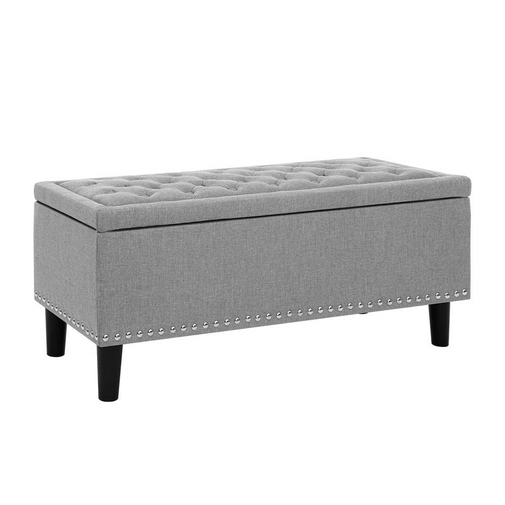 Artiss Storage Ottoman Blanket Box Linen Fabric Chest Foot Stool Toy
