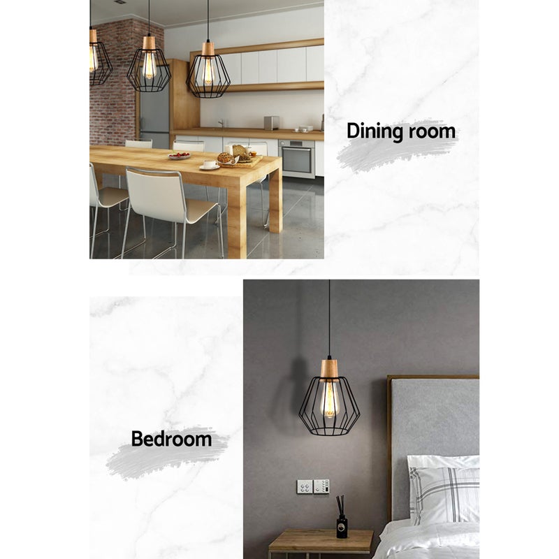 Artiss Pendant Lights Kitchen Light Modern Industrial Ceiling Lighting Wire Wood