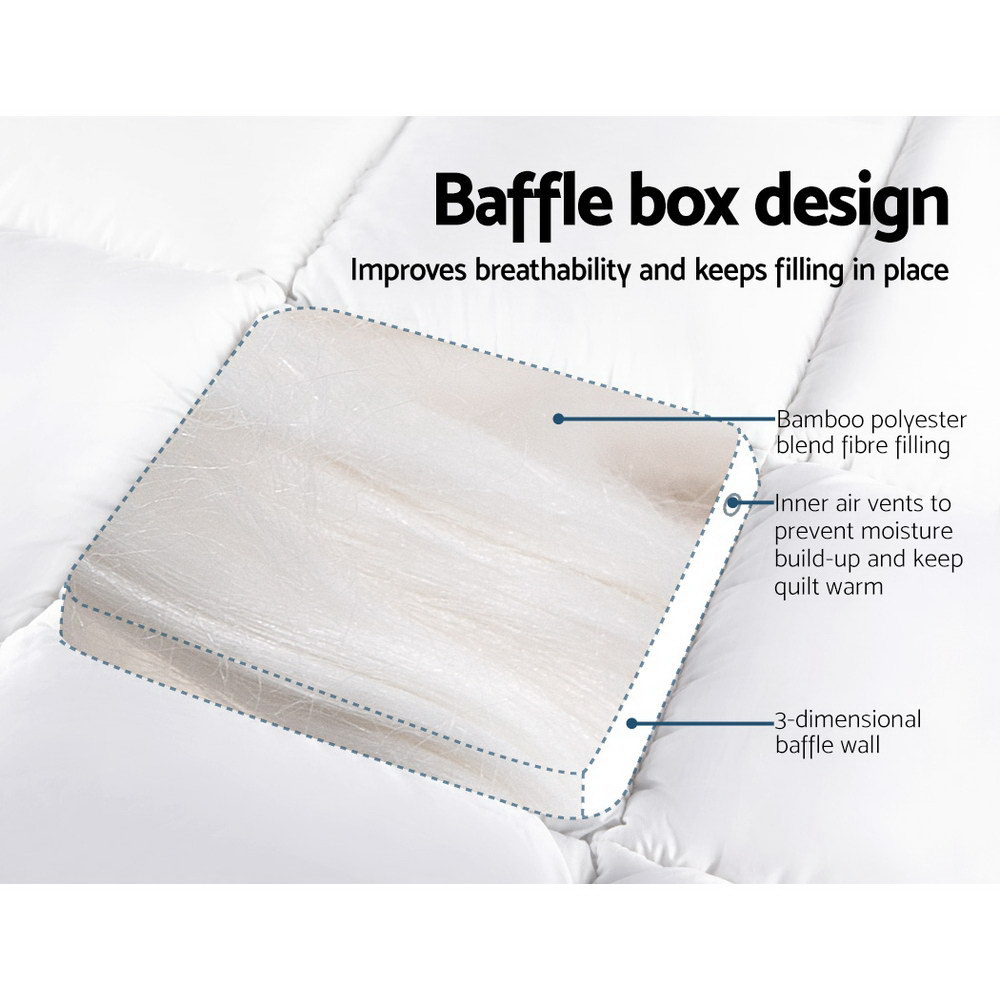 Giselle Bedding King Bamboo Fibre Pillowtop Mattress Topper