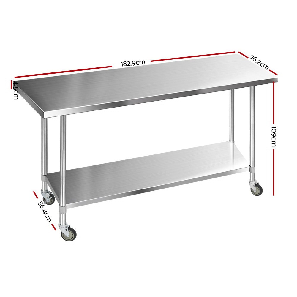 Stainless Steel Kitchen Benches Work Bench Food Prep Table w Wheels Buy Stainless Steel