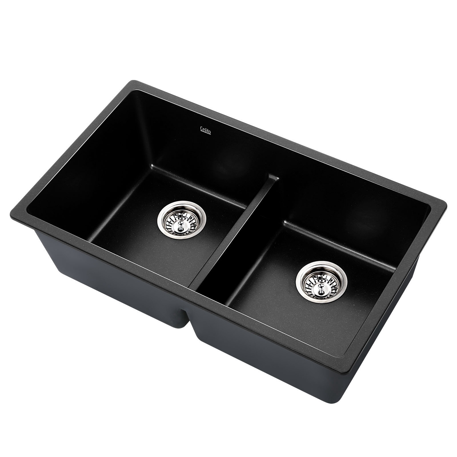 Stone Sink Double Bowl Black Kitchen Granite Top/Under 790x460mm Buy