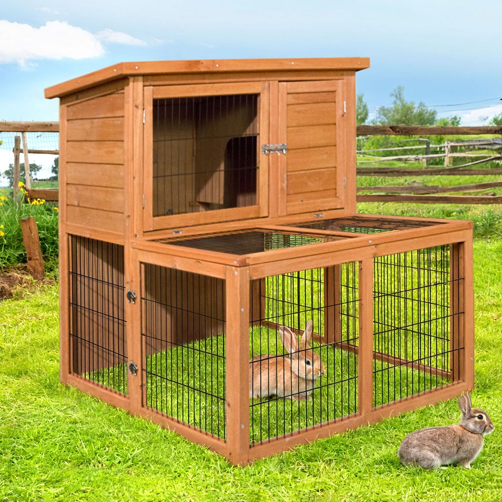 i.Pet Rabbit Hutch Hutches Large Metal Run Wooden Cage Waterproof
