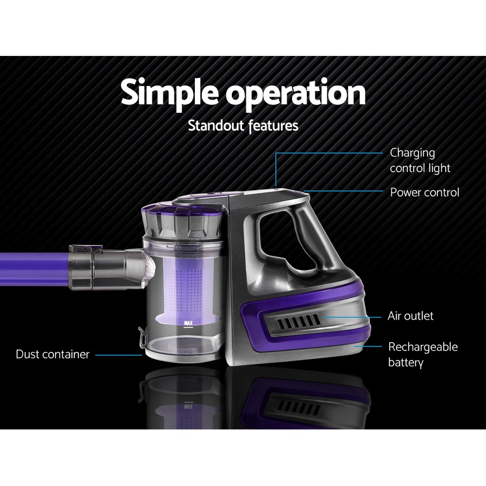 Devanti Handheld Vacuum Cleaner Cordless Stick Bagless 2Speed Purple 150W Buy Vacuum Cleaners