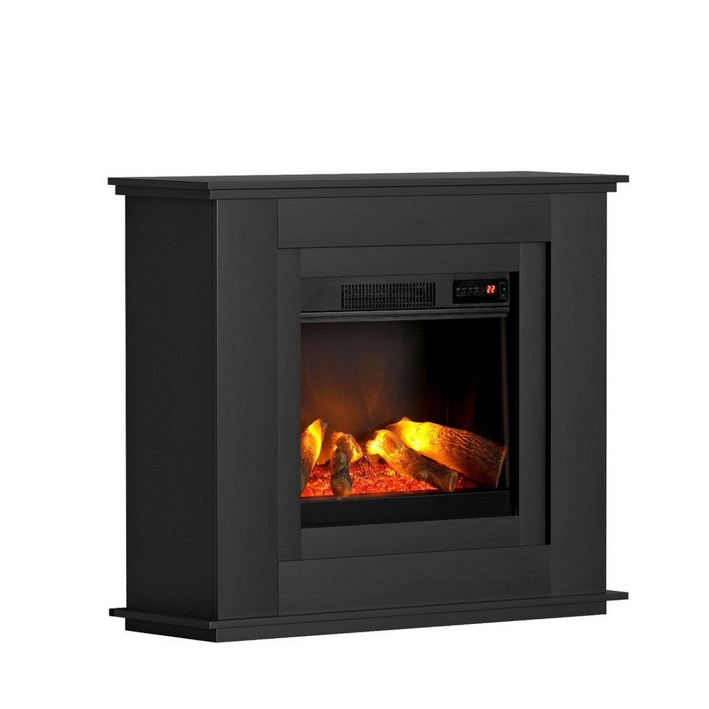 Devanti 2000W Electric Fireplace Mantle Portable Wood Heater 3D Flame Effect BK Buy Electric