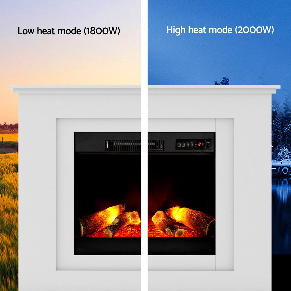 Devanti 2000W Electric Fireplace Mantle Portable Wood Heater 3D Log Flame Effect Buy Electric