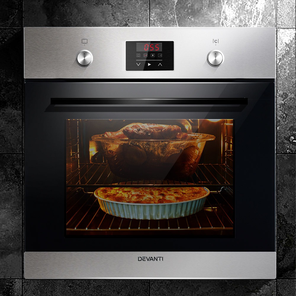 Devanti 70L Electric Built in Wall Oven Stainless Steel Fan Forced