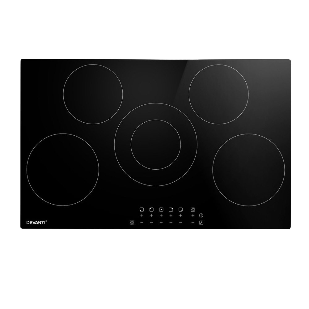 Devanti 90cm Ceramic Cooktop Electric Cook Top 5 Burner Stove Hob Touch