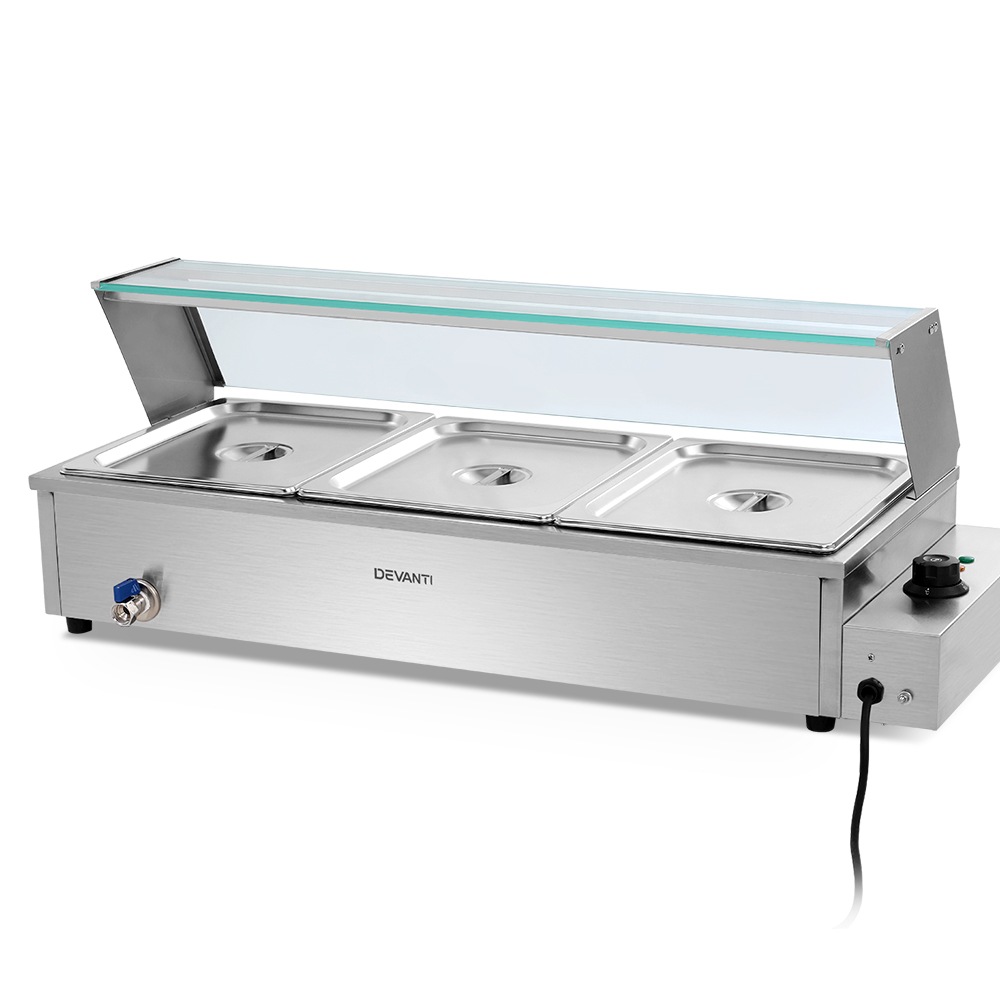 Devanti Commercial Food Warmer Bain Marie Electric Buffet Pan Stainless