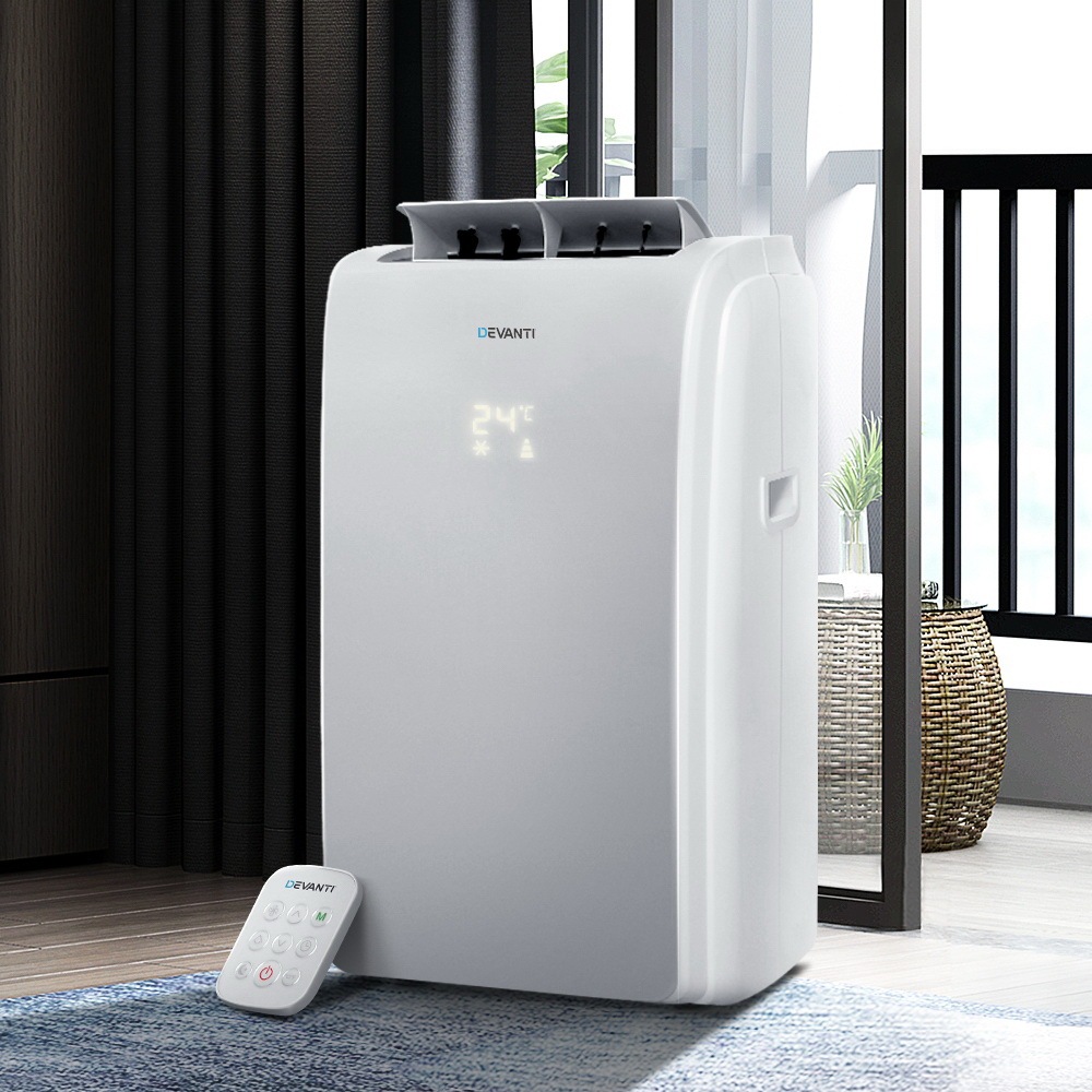 Devanti Portable Air Conditioner Cooling Mobile Fan Cooler Remote Window Kit White 3300W Buy