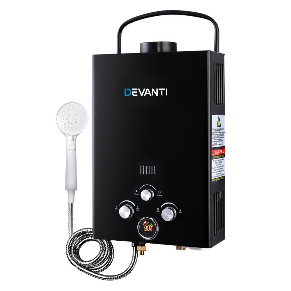 Devanti Portable Gas Water Heater Hot Shower Camping LPG Outdoor Instant 4WD BK Buy Camping