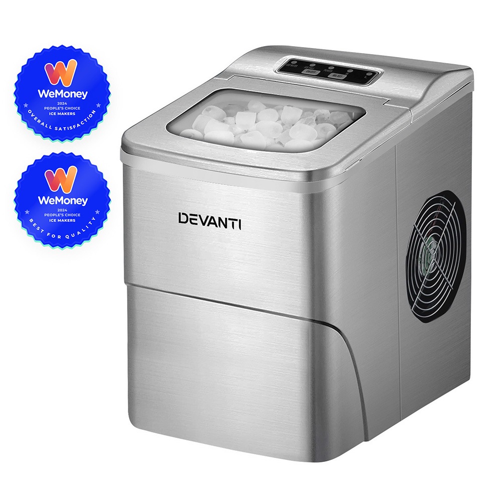 Devanti 2L Portable Ice Maker Commercial Machine Making Ice Cube Silver