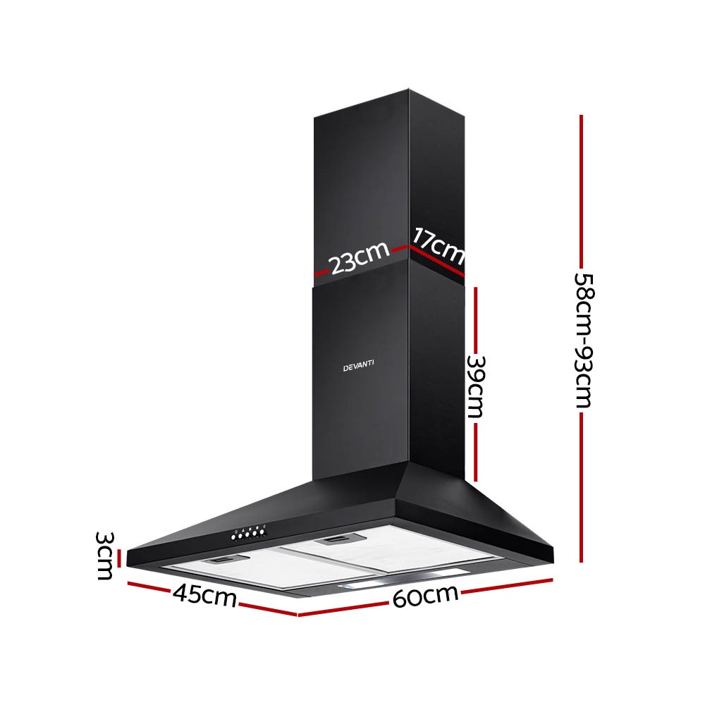 black range hood 60cm