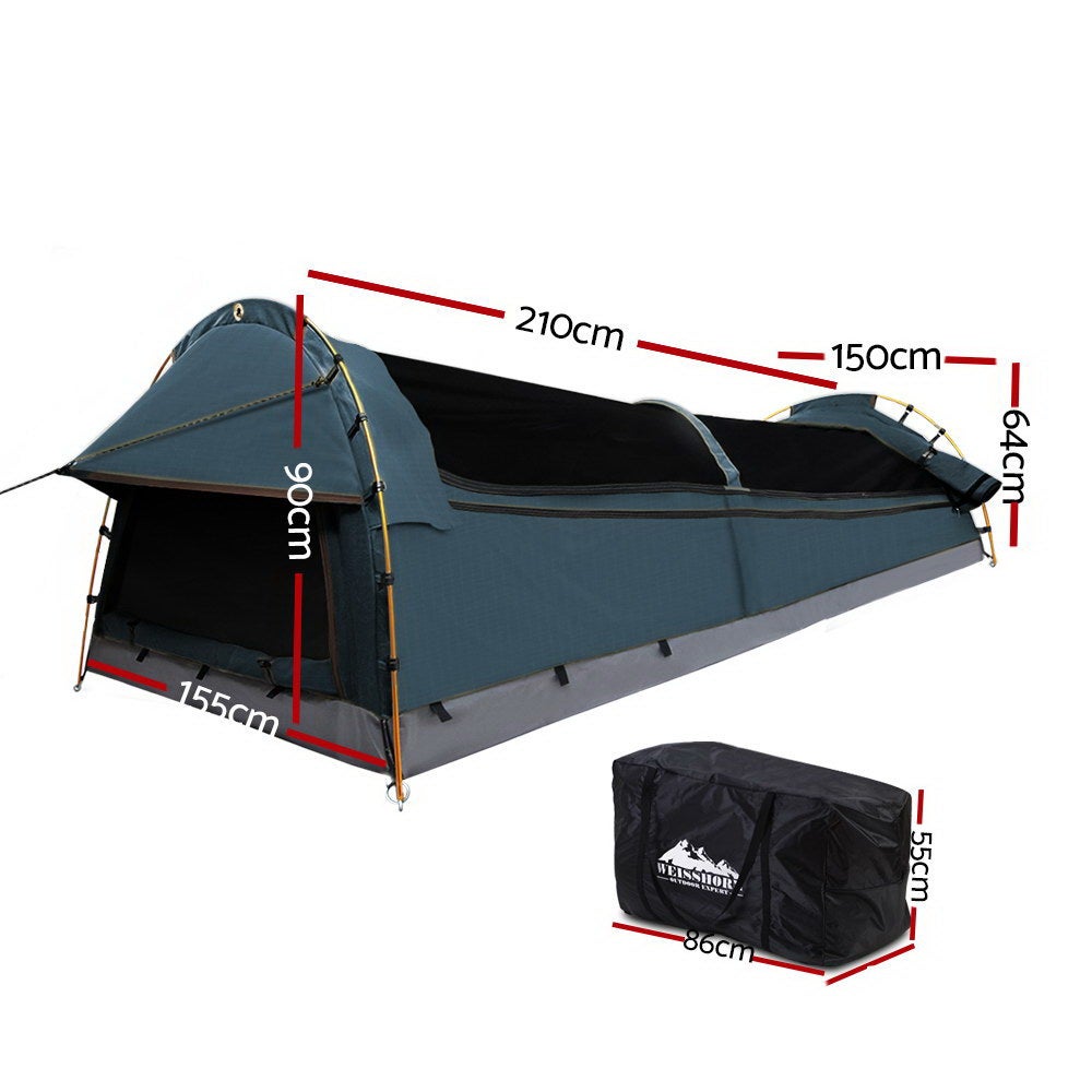 Double Canvas Swag Camping Swags Tent Deluxe Aluminum Poles & Bag Buy