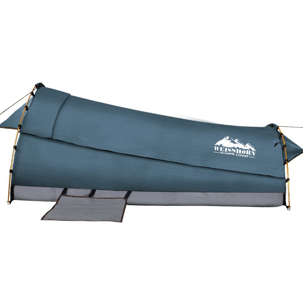 Double Canvas Swag Camping Swags Tent Deluxe Aluminum Poles & Bag Buy