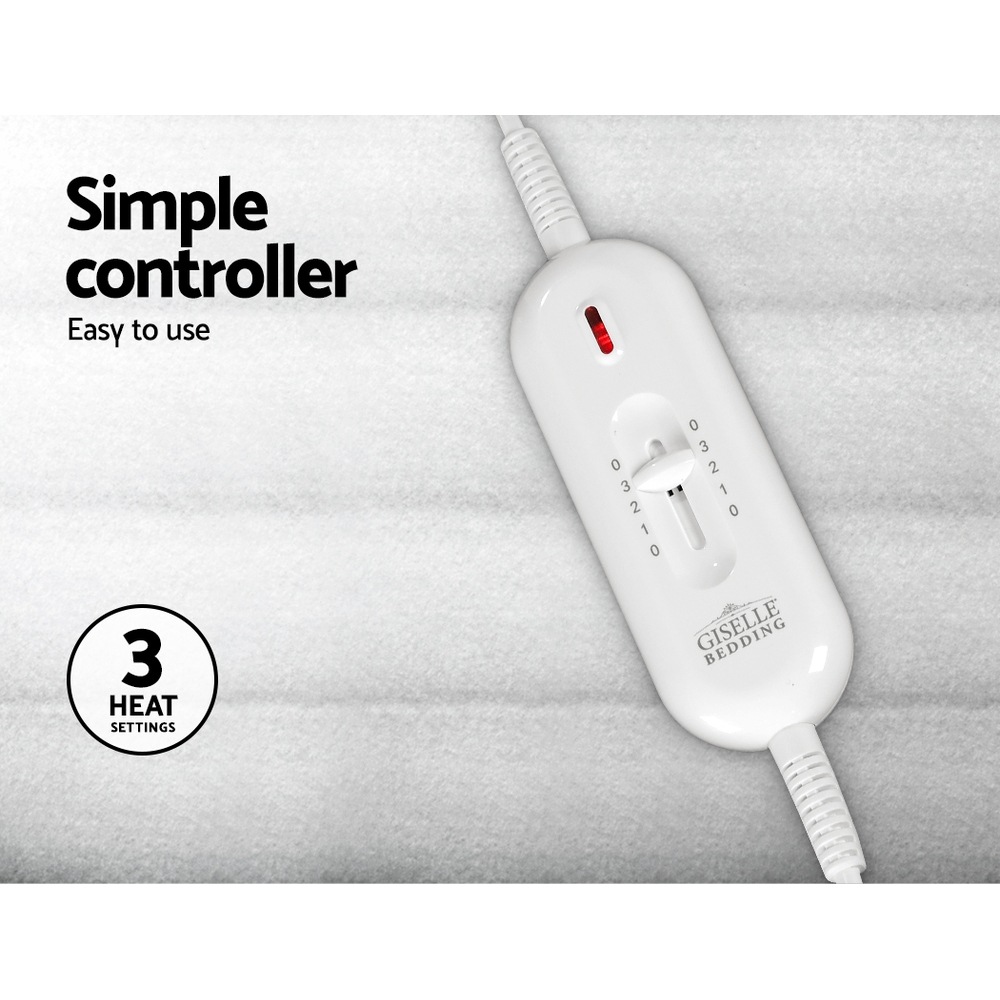 Giselle Heated Electric Blanket Washable Fully Fitted Polyester