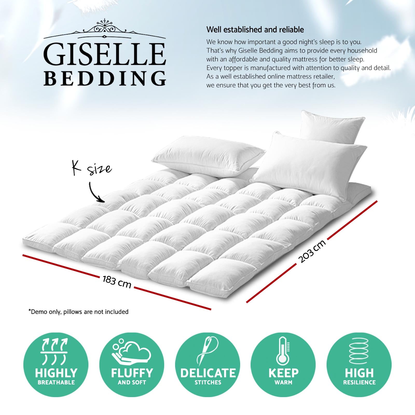 Giselle Bedding King Size Duck Feather and Down Mattress Topper | Buy ...