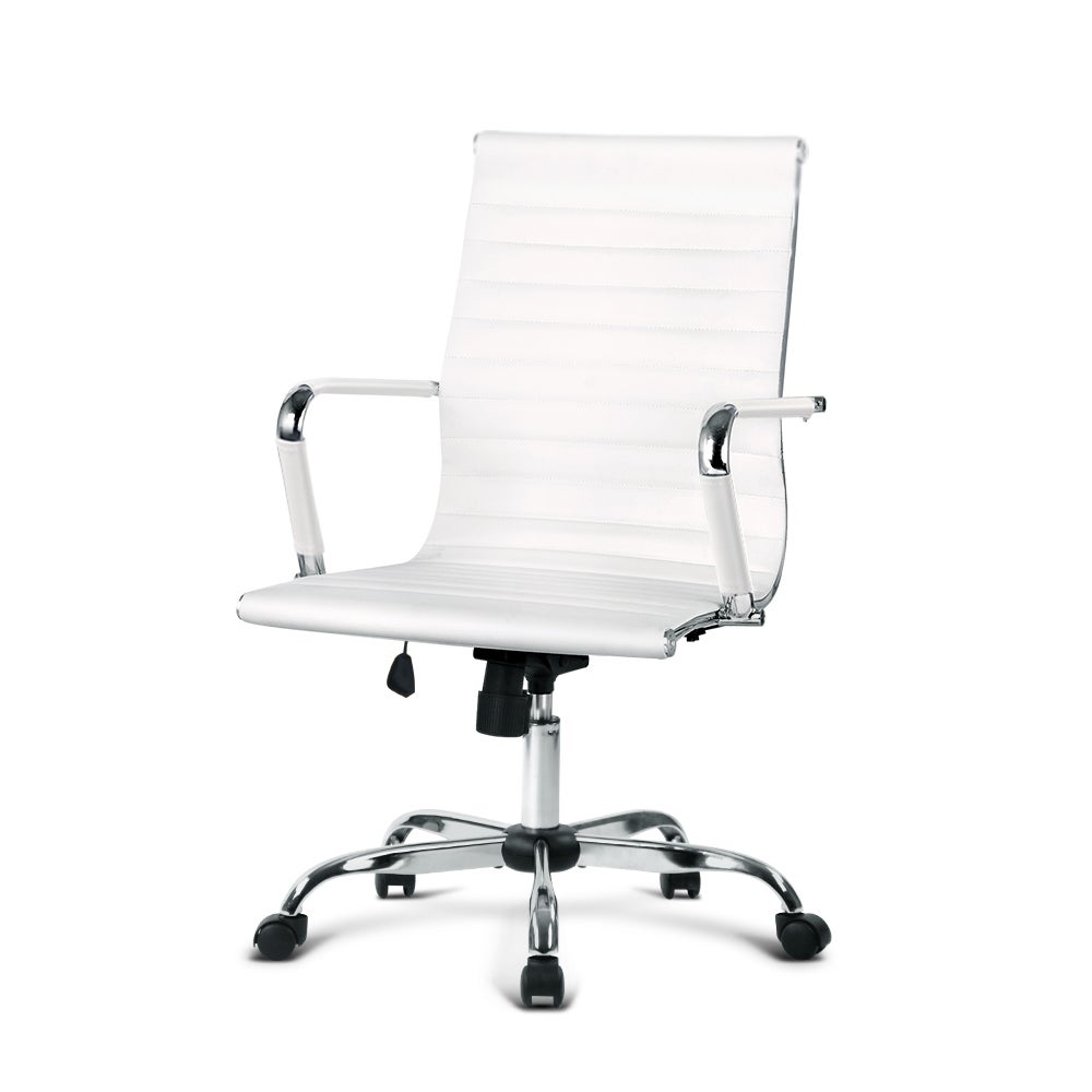 Artiss Eames Replica Office Chair Leather Executive Computer Desk Chairs White | Buy Replica ...
