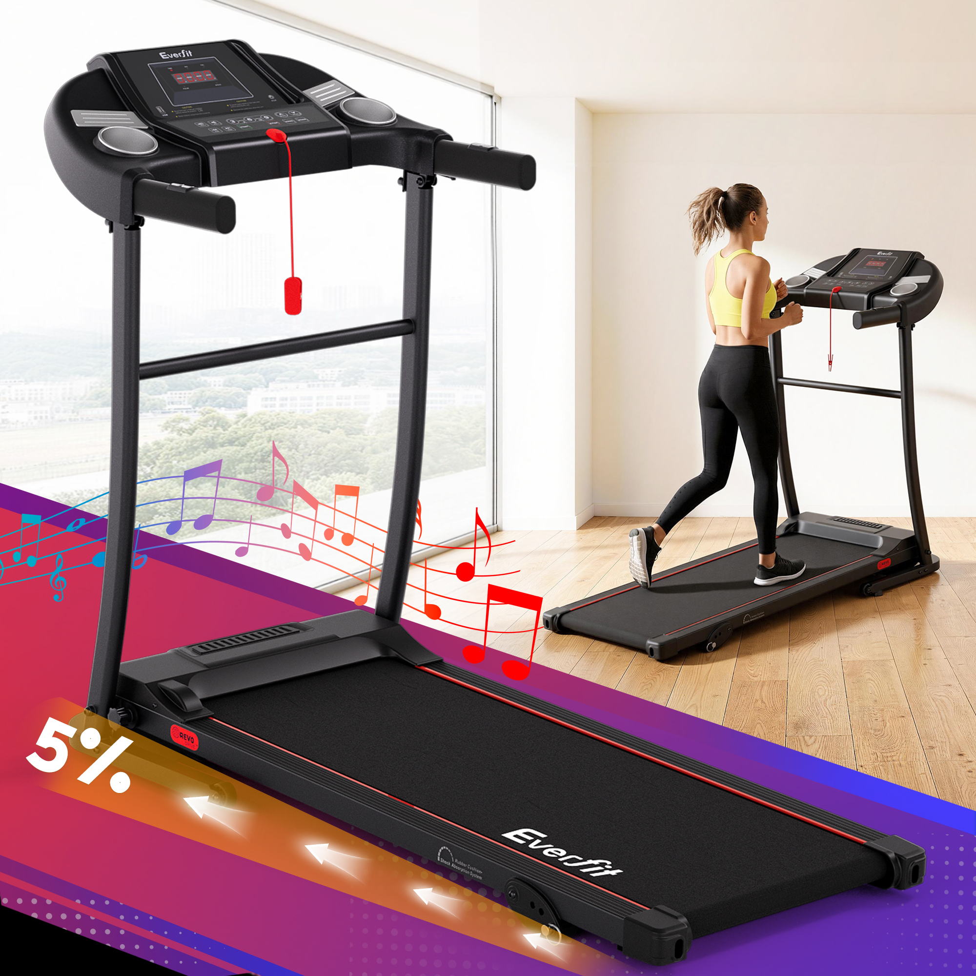 Everfit Electric Treadmill Incline Home Gym Exercise Machine Fitness