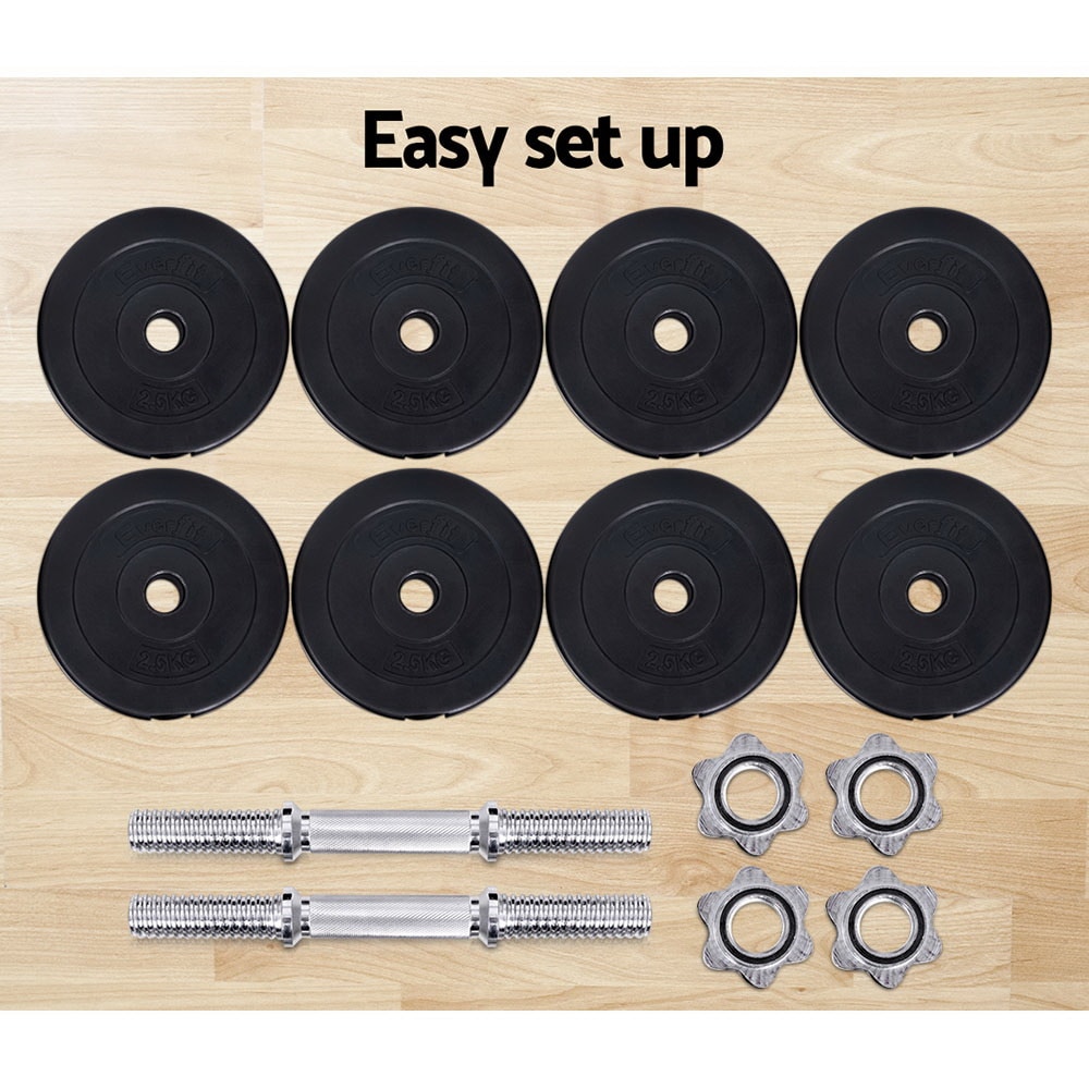 Everfit 25KG Dumbbell Set Weight Dumbbells Plates Home Gym