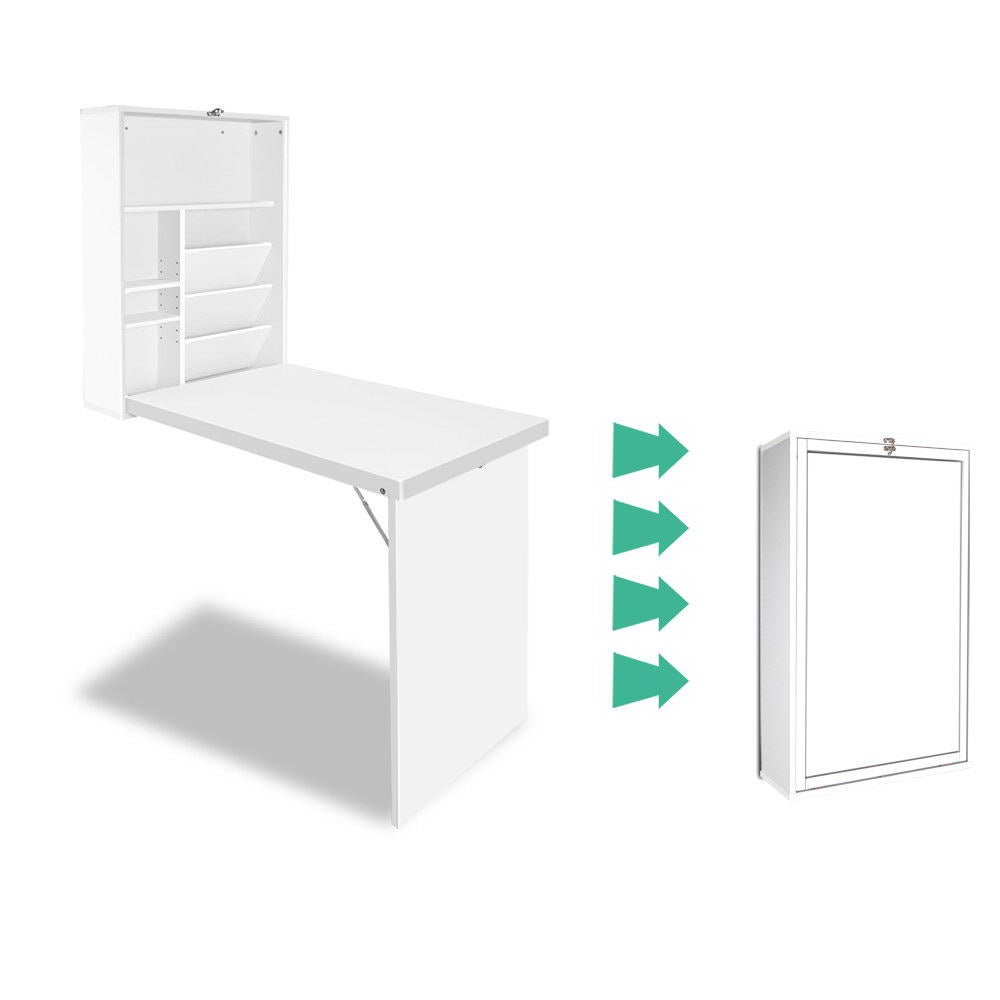 Artiss Foldable Desk with Bookshelf - White | Buy Desks ...