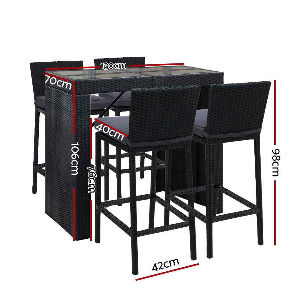 Outdoor Bar Table Furniture Dining Chairs Stools Set Rattan Patio