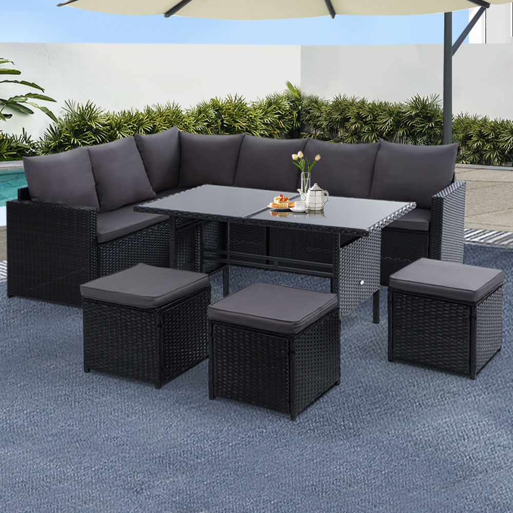 Gardeon Outdoor Furniture Dining Setting Sofa Set Lounge Wicker 9