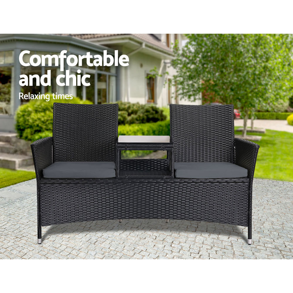 Gardeon Patio Furniture Outdoor Lounge Setting Wicker Chair Table 2