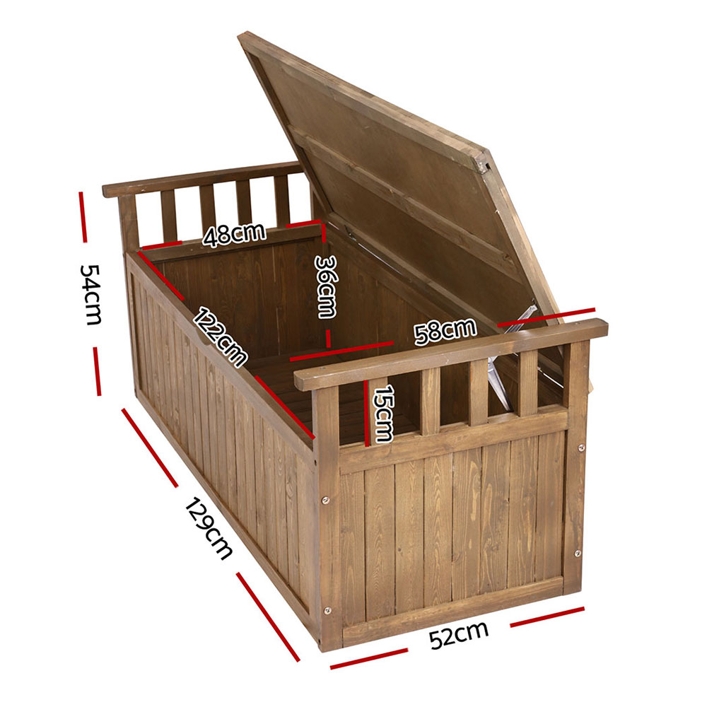 Gardeon Outdoor Storage Box Wooden Garden Bench 128.5cm Chest Tool Toy