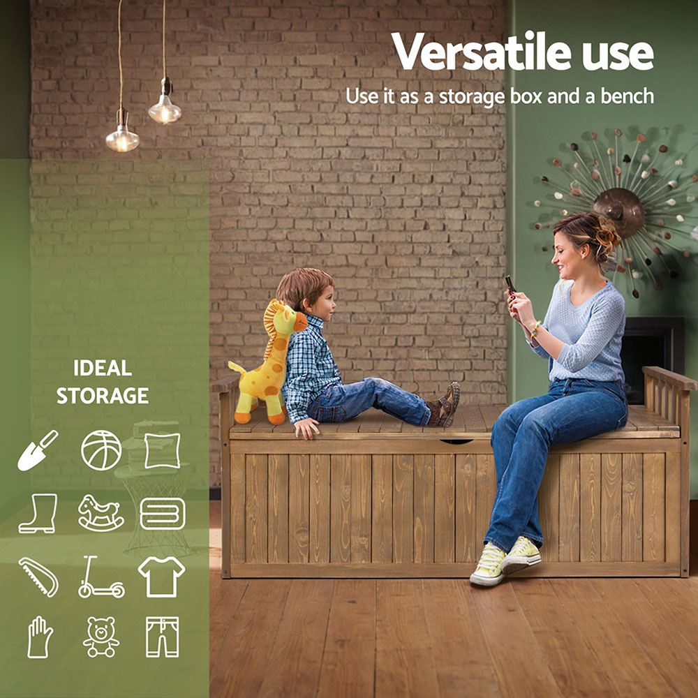 Gardeon Outdoor Storage Box Wooden Garden Bench 128.5cm Chest Tool Toy