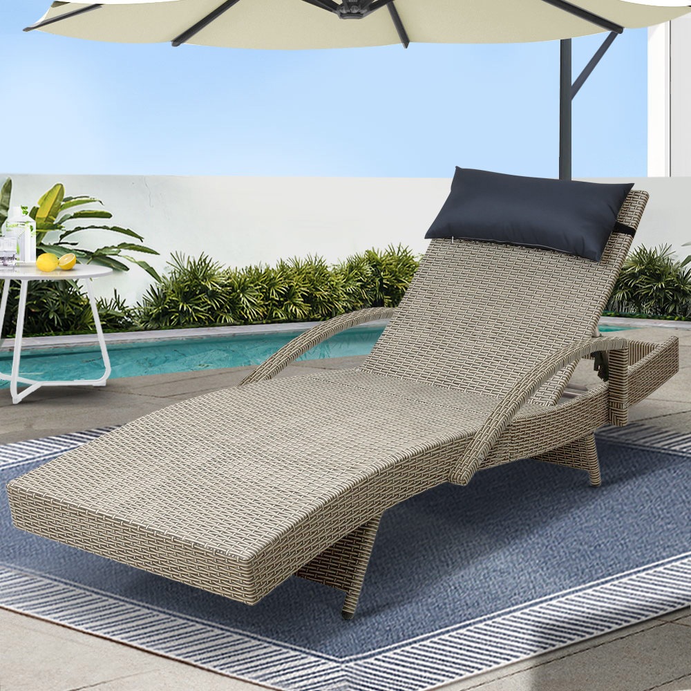 Outdoor Sun Lounge Furniture Setting Rattan Wicker Day Bed Garden Patio